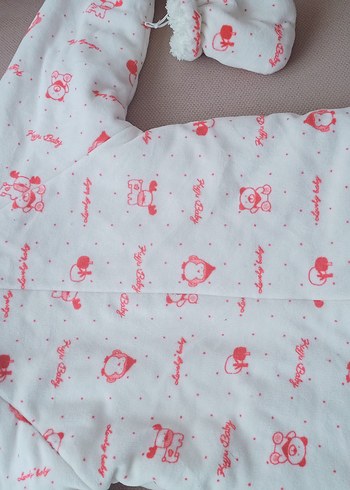 Pembe Desenli Bebek Tulumu ve Eldiven Seti - Görsel 12