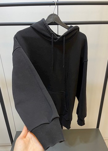 Siyah Kapüşonlu Rahat Kesim Sweatshirt Erkek - Görsel 2