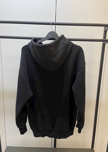 Siyah Kapüşonlu Rahat Kesim Sweatshirt Erkek - Görsel 7