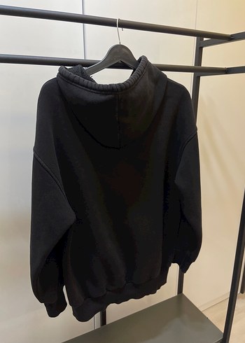 Siyah Kapüşonlu Rahat Kesim Sweatshirt Erkek - Görsel 5