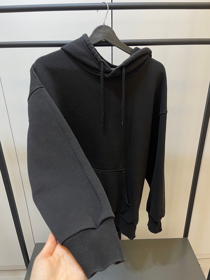 Siyah Kapüşonlu Rahat Kesim Sweatshirt Erkek - Görsel 2