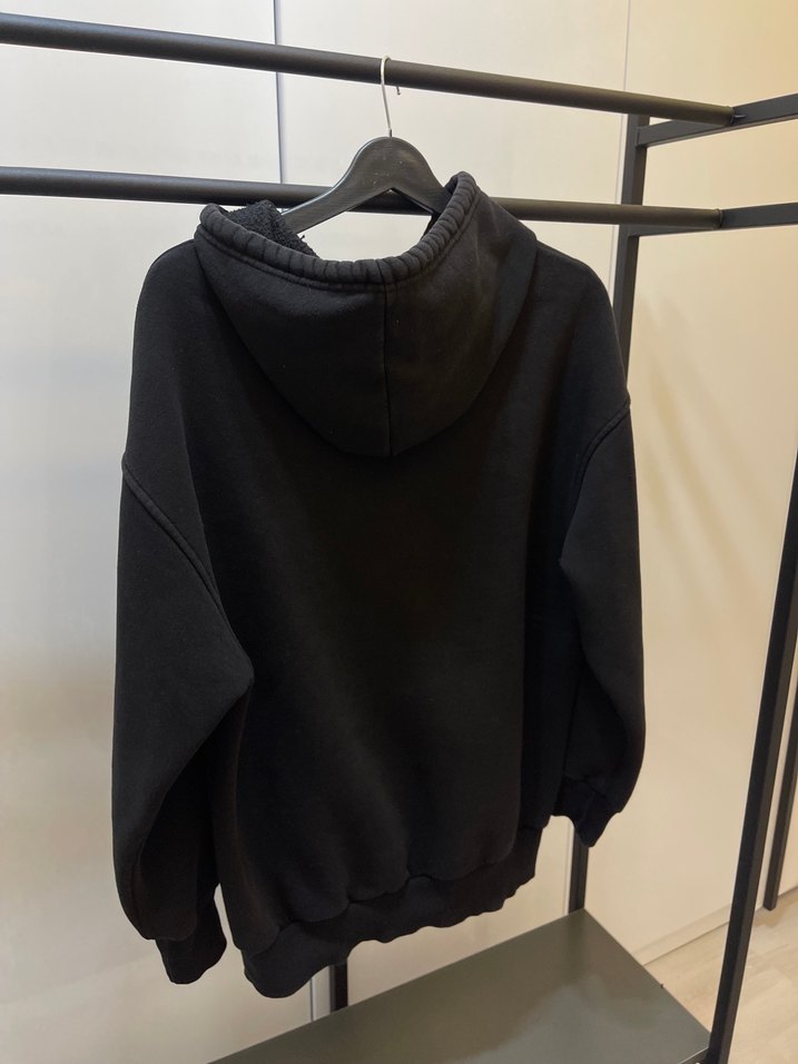 Siyah Kapüşonlu Rahat Kesim Sweatshirt Erkek - Görsel 5