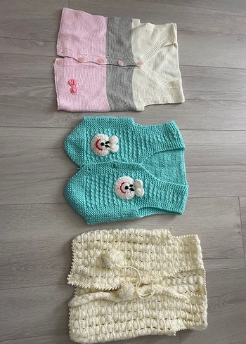 Beyaz Örgü Kolsuz kız çocuk Yelek - Görsel 12