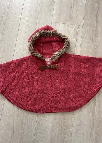 Kız Çocuk Kapüşonlu Örgü Panço 4-5 yaş - Görsel 5