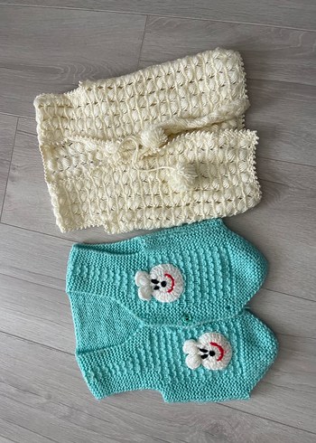 Krem Kız Çocuk Örgü Yelek Ponponlu - Görsel 6