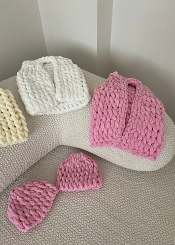 Örgü Çocuk Yelek & Bere Seti - Görsel 11