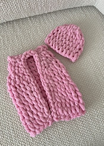 Örgü Çocuk Yelek & Bere Seti - Görsel 7