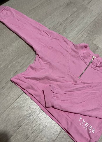 Pembe Yarım Fermuarlı Kız çoçuk Sweatshirt 3-4 yaş - Görsel 5