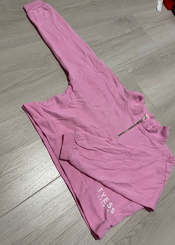 Pembe Yarım Fermuarlı Kız çoçuk Sweatshirt 3-4 yaş - Görsel 6