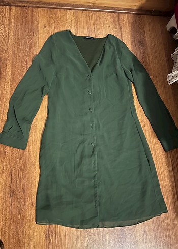 Düğmeli Uzun Kollu  elbise - Görsel 2