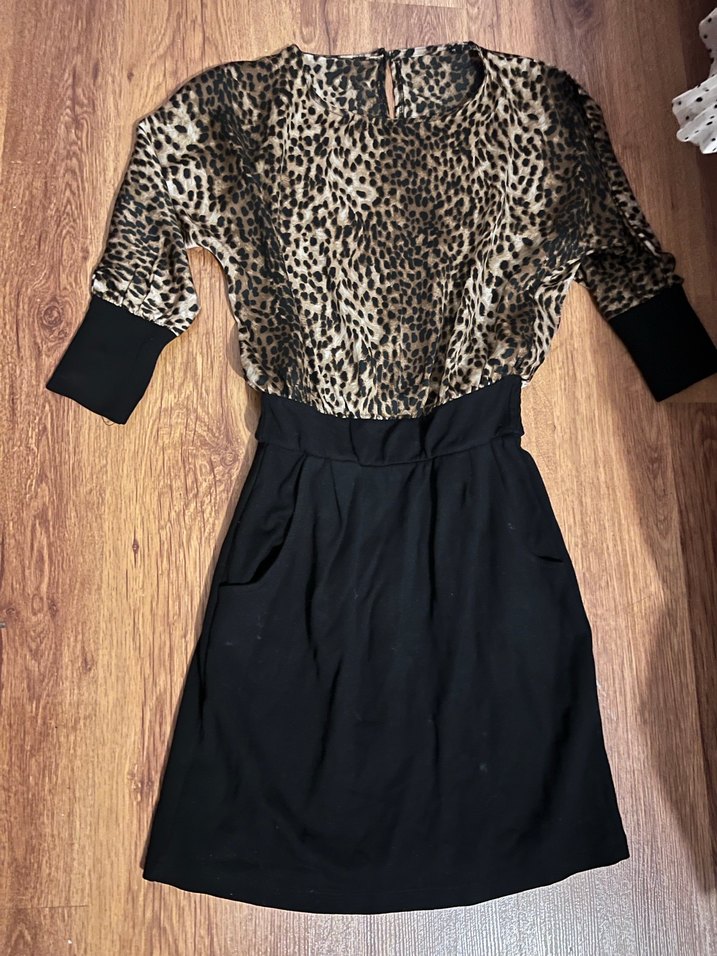 Kahverengi Leopar Desenli Kadın Midi Elbise - Görsel 3