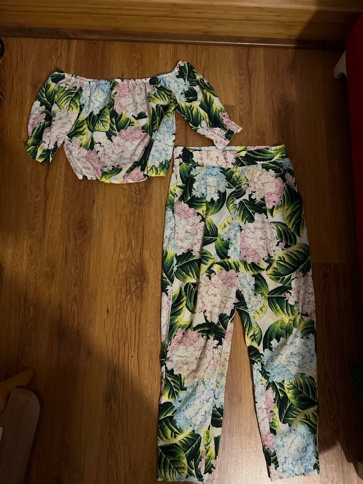 Çiçek Desenli Bol Kesim Kadın ikili takım - Görsel 3