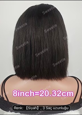 Siyah kısa Parlak Kadın Gerçek Saçı - Görsel 2