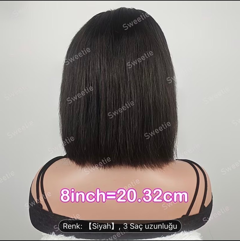 Siyah kısa Parlak Kadın Gerçek Saçı - Görsel 2