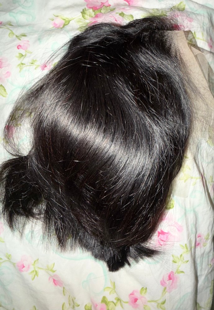 Siyah kısa Parlak Kadın Gerçek Saçı - Görsel 5