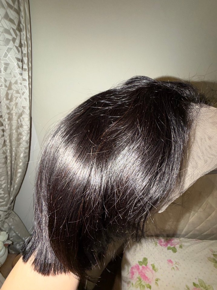 Siyah kısa Parlak Kadın Gerçek Saçı - Görsel 4