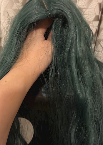 Koyu Turkuaz Bohem Dalgalı Sentetik Peruk - Görsel 5