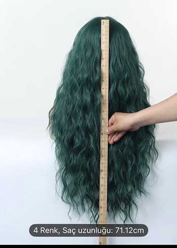 Koyu Turkuaz Bohem Dalgalı Sentetik Peruk - Görsel 2