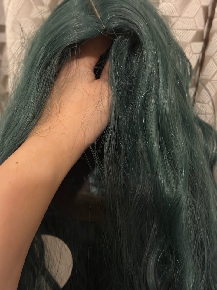 Koyu Turkuaz Bohem Dalgalı Sentetik Peruk - Görsel 5