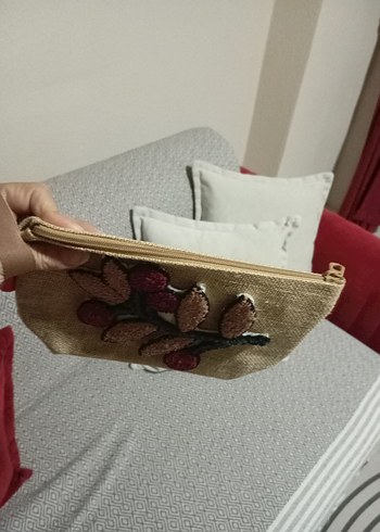 Beden kahverengi Renk Nakışlı Boncuklu Bohem Örgü Kadın Portföy Çanta