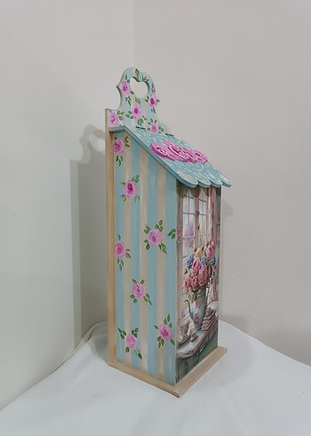  Beden Pastel Pembe Dekoratif Ahşap poşetlik