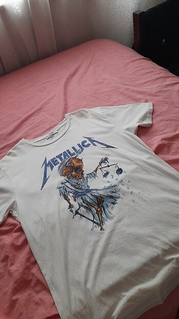 m Beden beyaz Renk Addax Metallica tişört