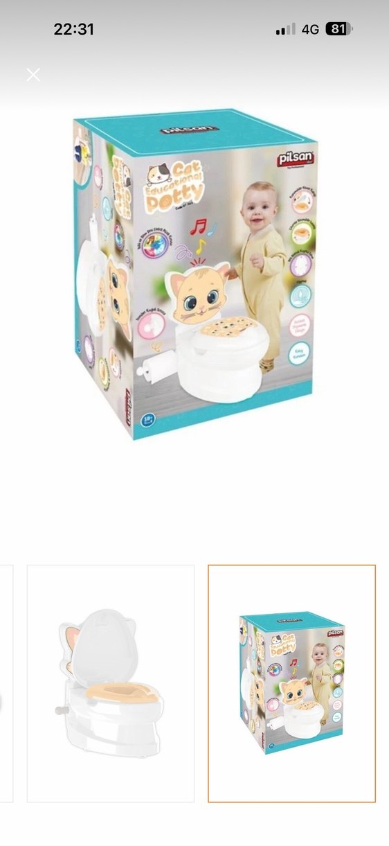 Kedi Figürlü Bebek Lazımlık Tuvalet klozet - Görsel 3