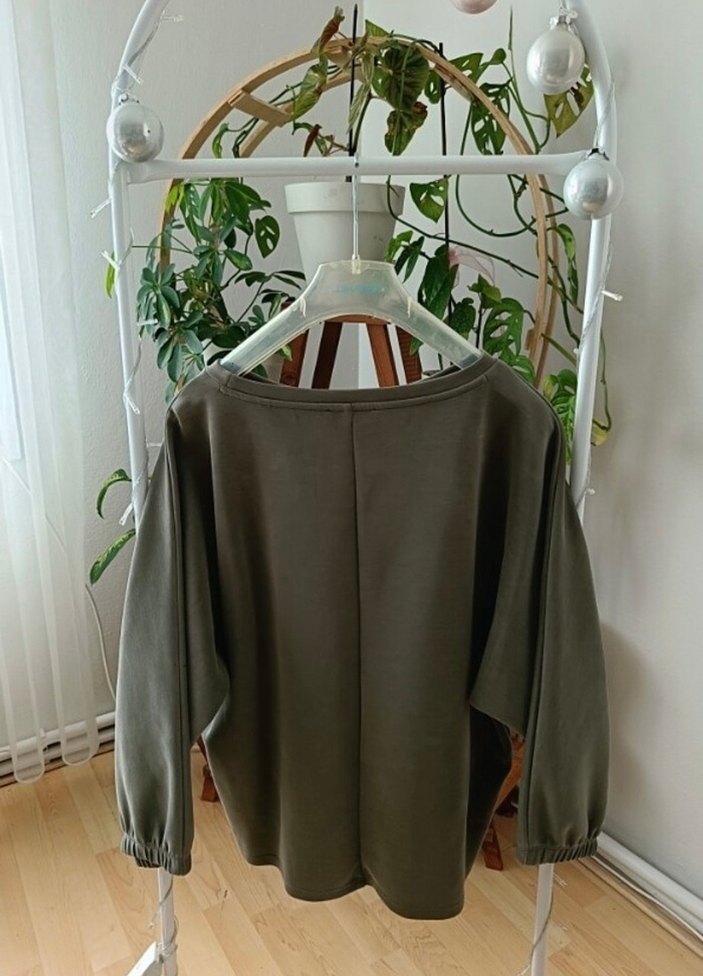 Hani oysho kolu lastikli rahat kesim sweatshirt - Görsel 2