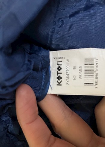 Koton çiçek Jakar desenli Lacivert Pilili Kumaş Pantolon - Görsel 5