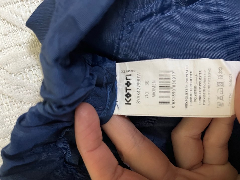 Koton çiçek Jakar desenli Lacivert Pilili Kumaş Pantolon - Görsel 5