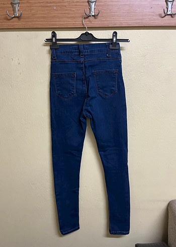 Kadın Lacivert Slim Fit dizleri kesik Denim Pantolon - Görsel 2