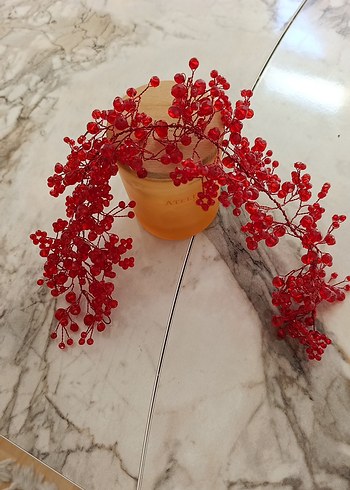 Boncuklu Kırmızı Bohem kına Saç Aksesuarı