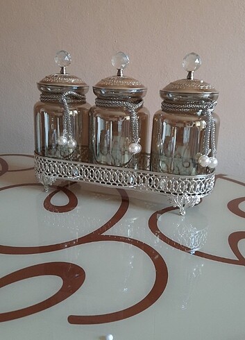 3lü gümüş kavanoz takımı