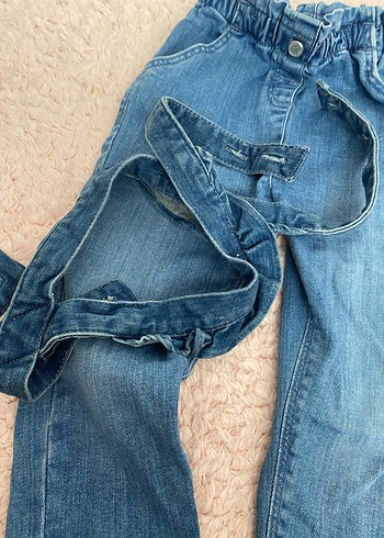 4 Yaş Beden Peluş Detaylı Gri Mavi kız Çocuk Kot Pantolon