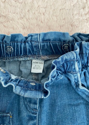LC Waikiki Peluş Detaylı Gri Mavi kız Çocuk Kot Pantolon
