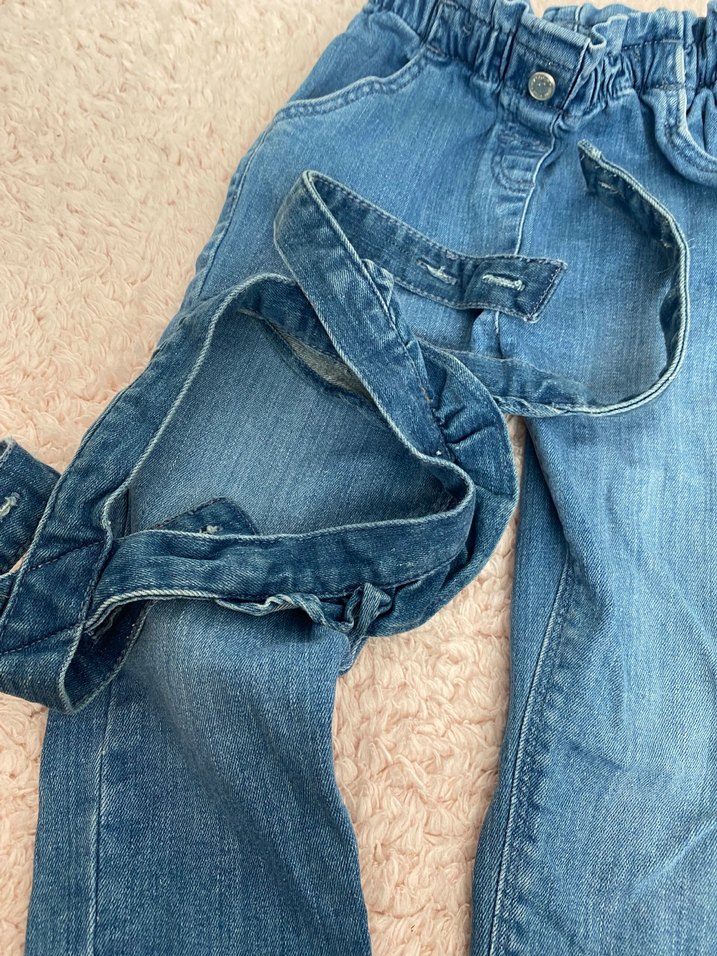 Peluş Detaylı Gri Mavi kız Çocuk Kot Pantolon - Görsel 2