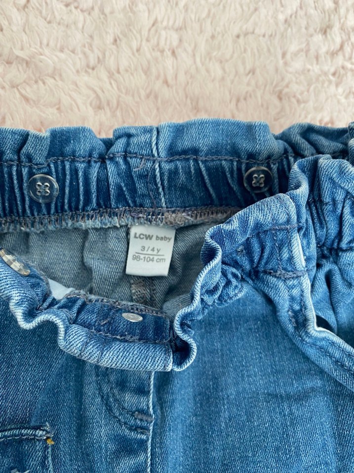 Peluş Detaylı Gri Mavi kız Çocuk Kot Pantolon - Görsel 3