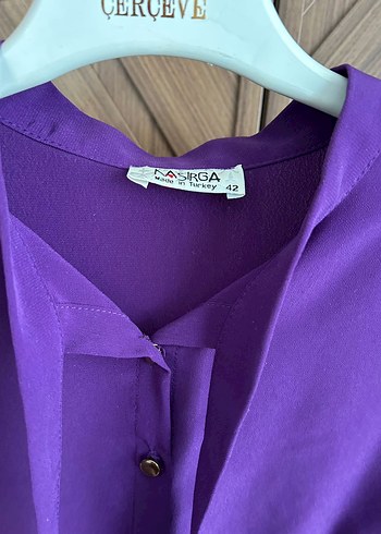 xl Beden Mor Düğmeli Kadın Gömlek