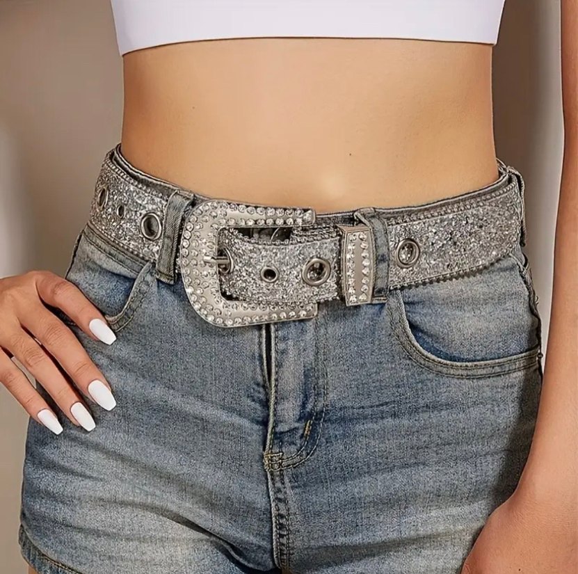 Parlak Taşlı Tokalı Gümüş Kemer - Görsel 3