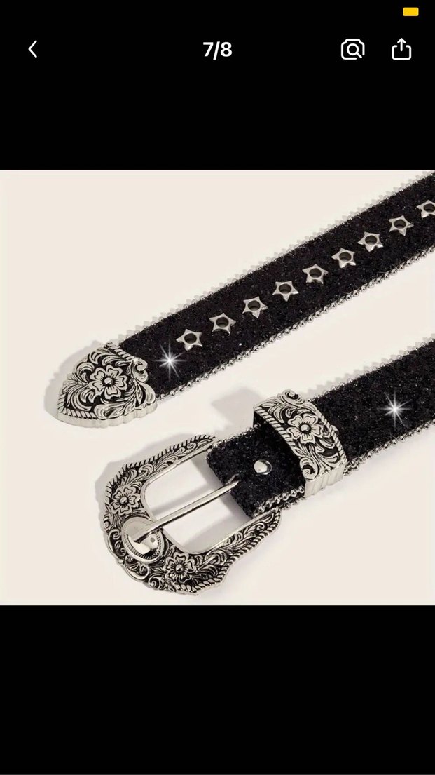 Vintage Siyah Deri Gotik Tokalı Kemer - Görsel 3