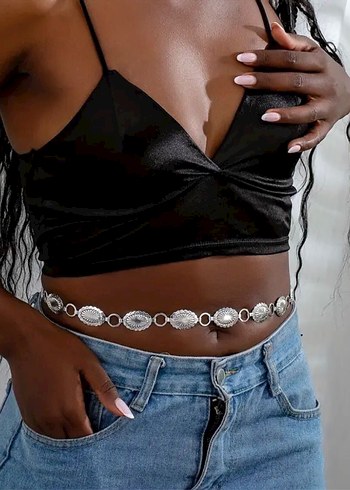 Gümüş Zincir Detaylı Kadın Bel Zinciri - Görsel 2