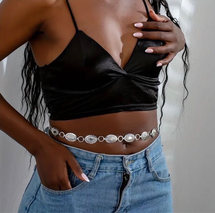 Gümüş Zincir Detaylı Kadın Bel Zinciri - Görsel 2