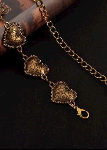 Antik Gold Kalp Desenli Bel zinciri - Görsel 2