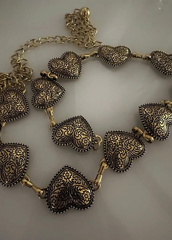 Antik Gold Kalp Desenli Bel zinciri - Görsel 3
