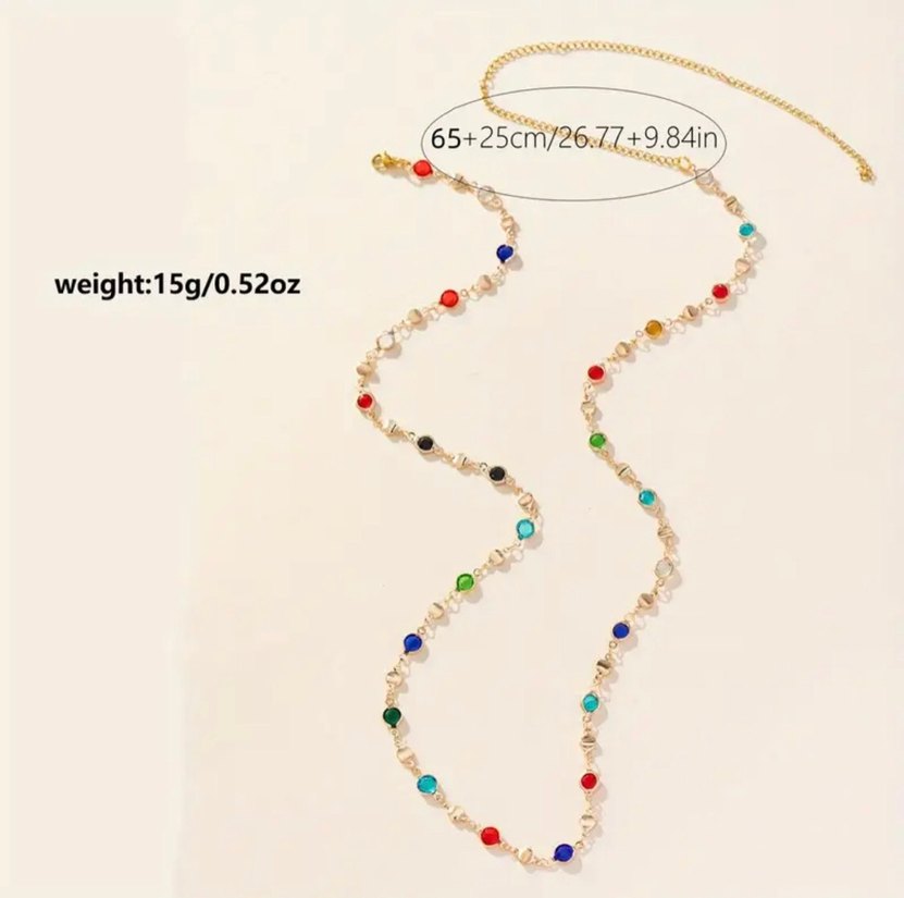 Boncuklu Çok Renkli Bohem Vücut Zinciri - Görsel 2
