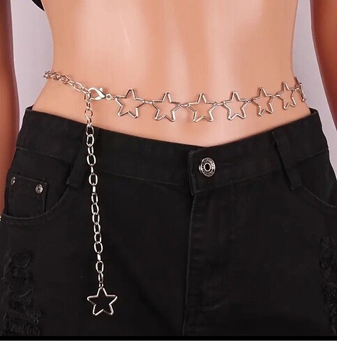 gümüş yıldız bel zinciri - Görsel 2