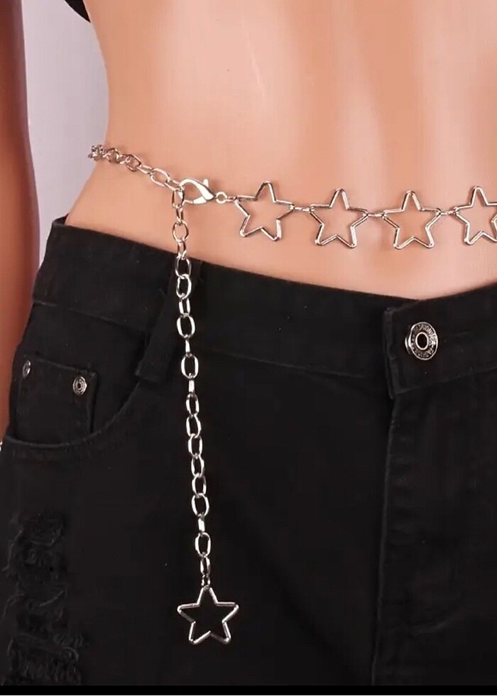 gümüş yıldız bel zinciri - Görsel 2