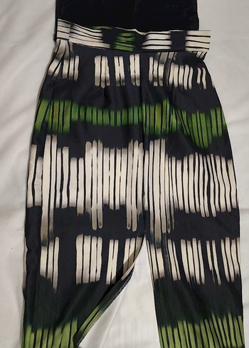 Yeşil Krem Desenli Uzun Etek - Görsel 2