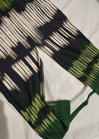 Yeşil Krem Desenli Uzun Etek - Görsel 3