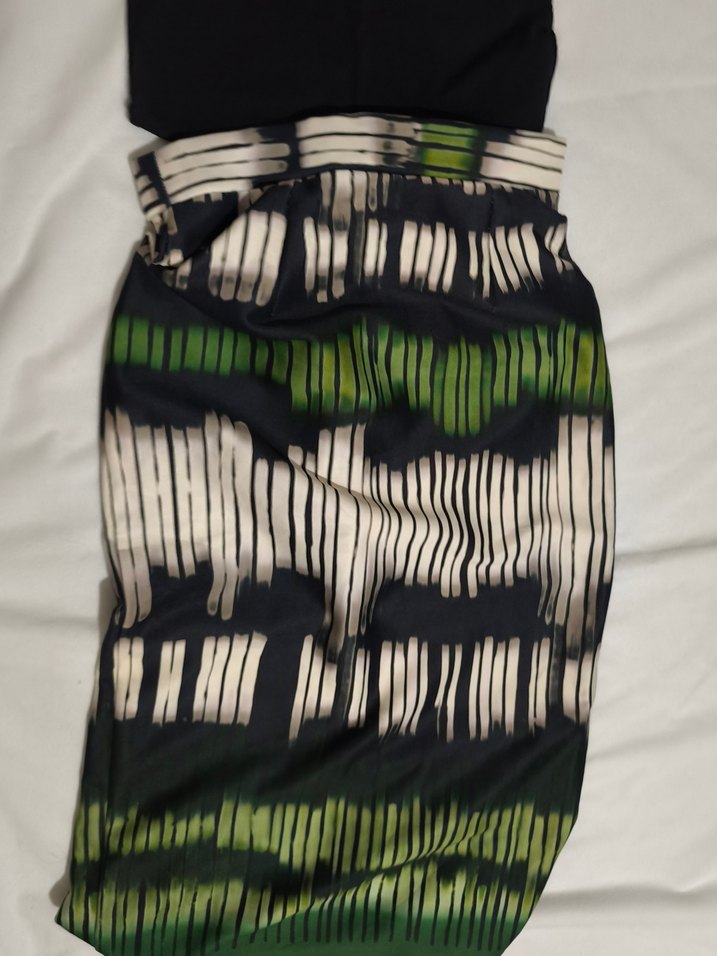 Yeşil Krem Desenli Uzun Etek - Görsel 4